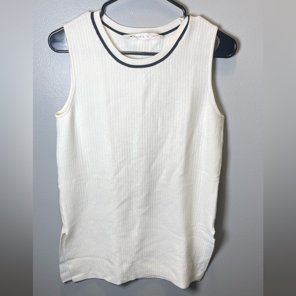 Athleta Women's On The Town Ribbed White Sleeveless Sweater Vest Tunic Size M - Picture 2 of 6